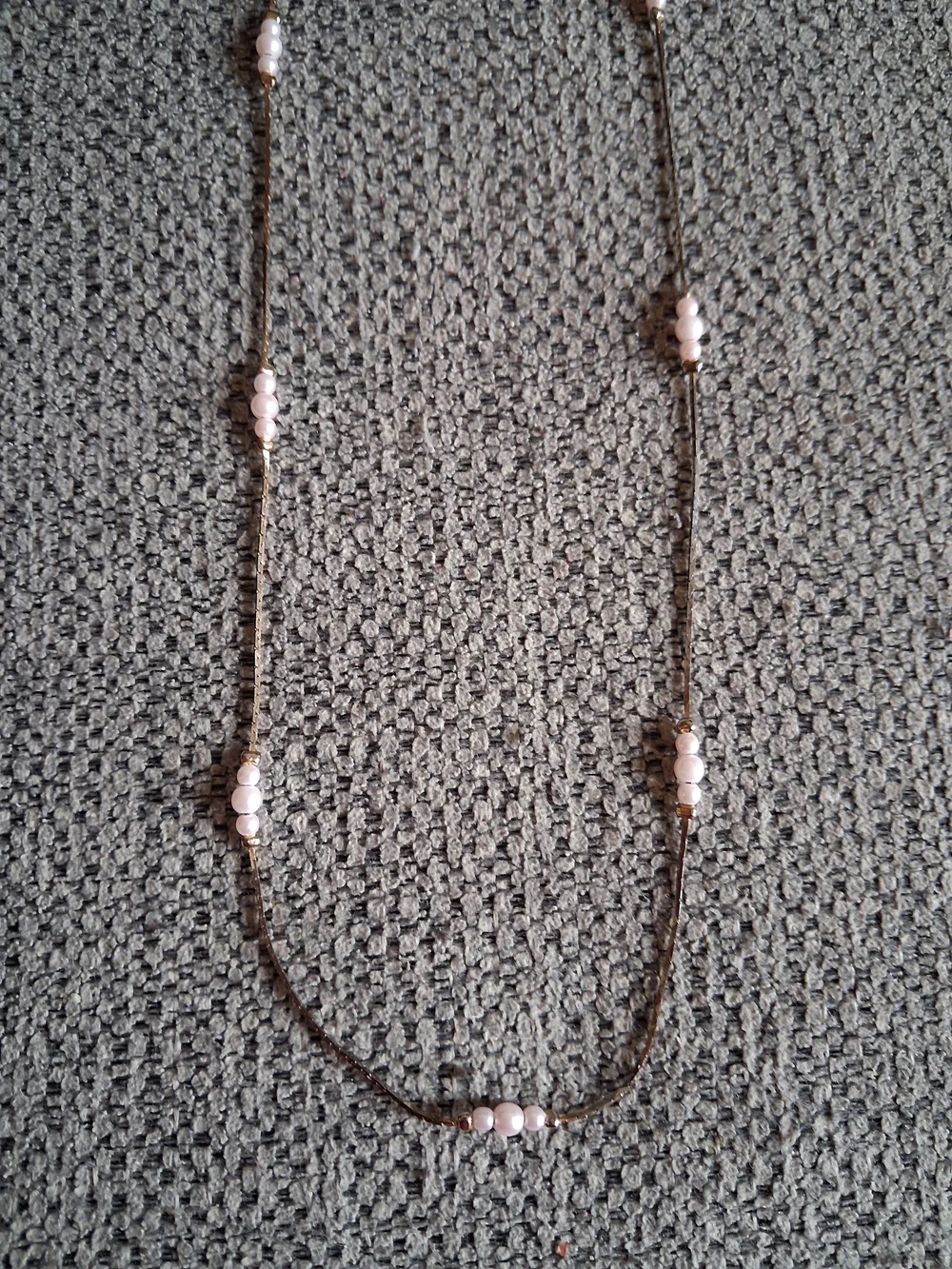 Delicate Pink Beaded Station Necklace - Korea